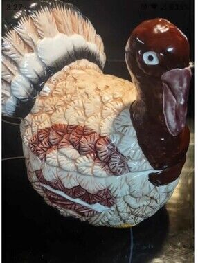 Ceramic Turkey Gravy Boat Lidded Tureen with Ladel